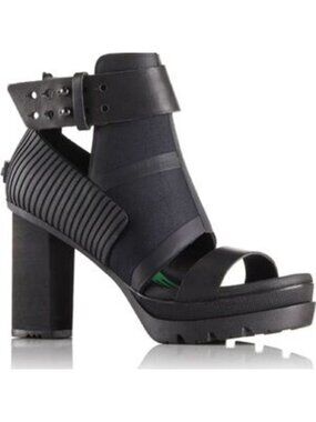 Sorel Medina Black Heeled Sandals Sz 9